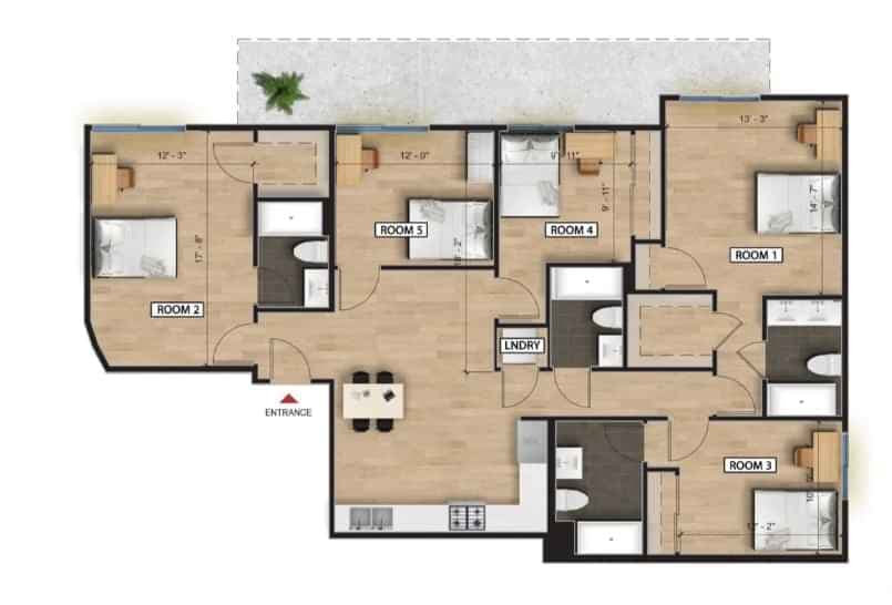 Private Room Shared Bath (5 Bed 4 Bath)