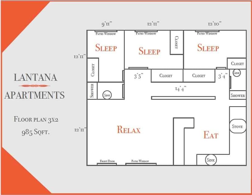 3 Beds 2 Baths