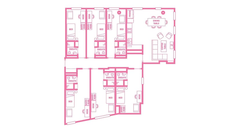 6 Bedroom Ensuite, King Single Bed