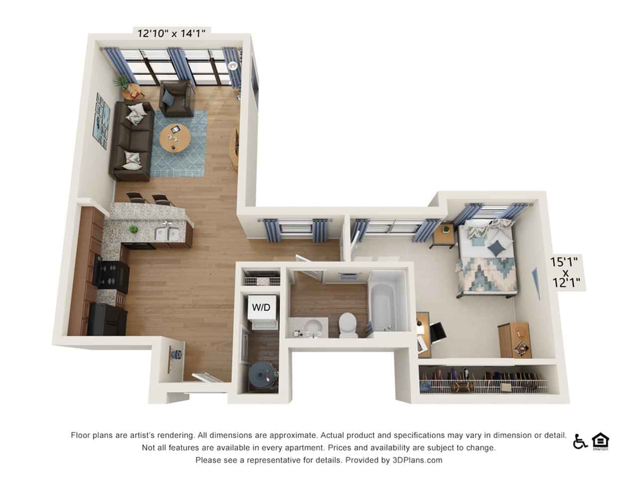 1 Bedroom 1 Bathroom - Image 3
