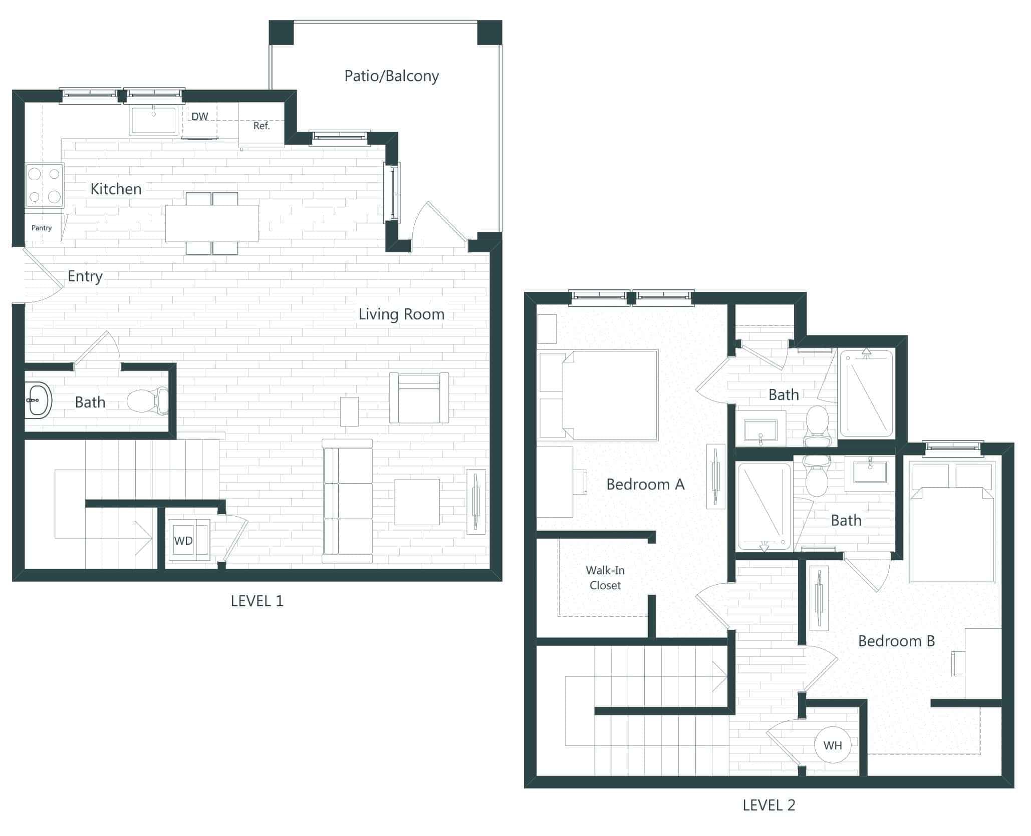 2 Bed 2.5 Bath Townhome