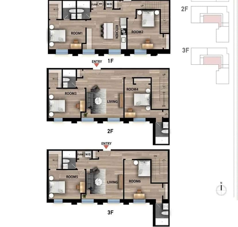 Private Room Shared Bath (6 Bed 5 Bath)