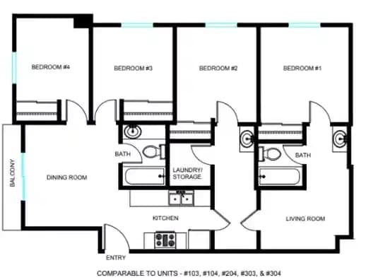 Private Room - Shared Bath (4 Bed-2.5 Bath) - Image 1