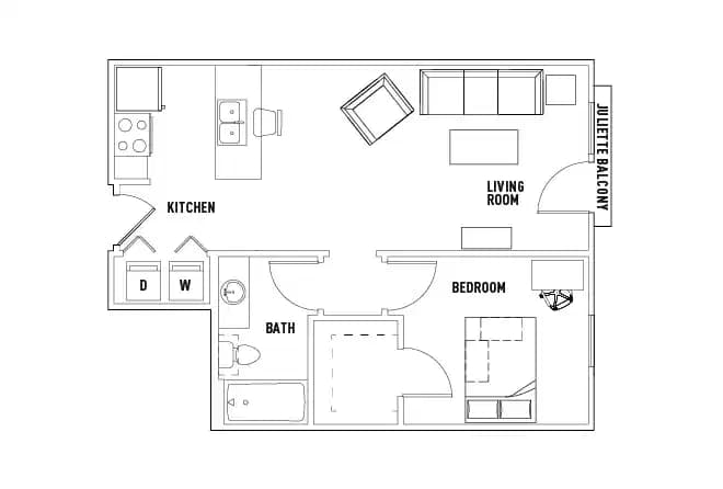 1 Bed 1 Bath 