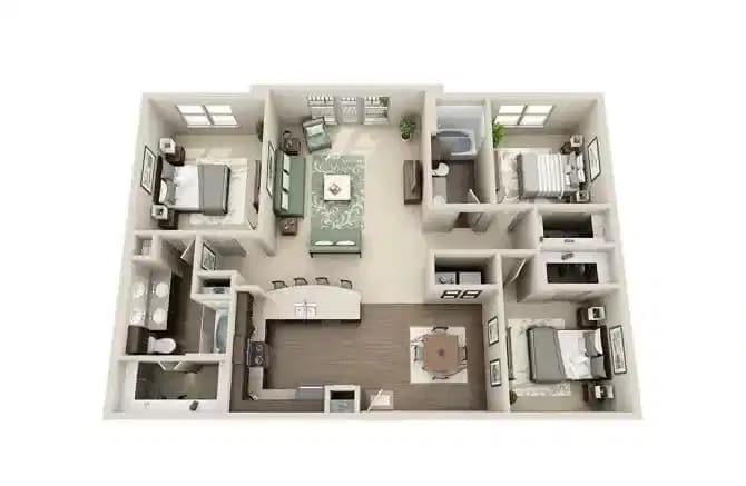 3 Bedrooms 2 Bathrooms