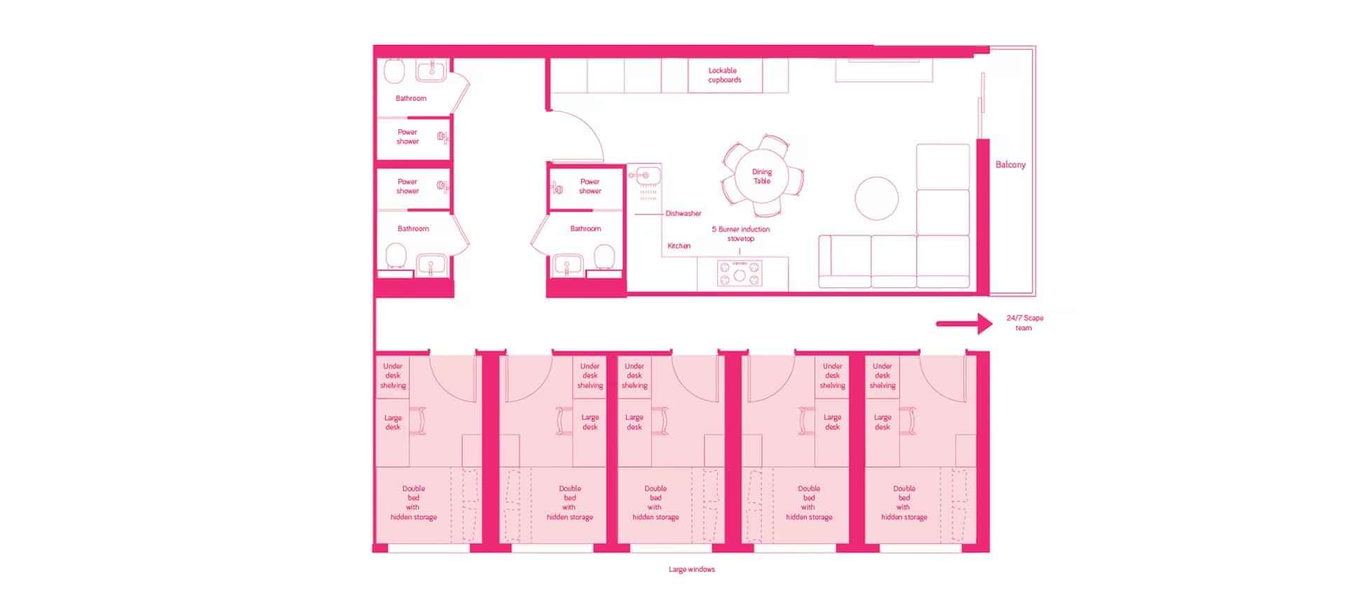 5 Bedroom Ensuite, Double Bed