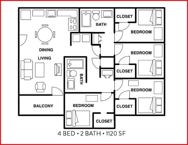 4 Bed 2 Bath