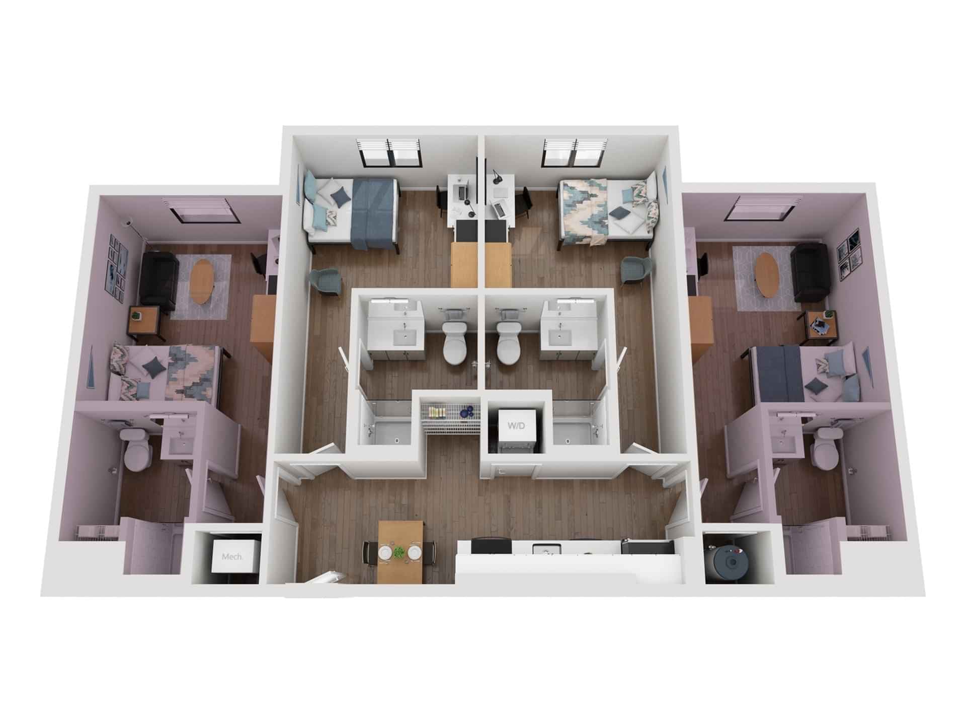 4 Bed - 4 Bath (1202-1262 Sq.ft) - Image 1