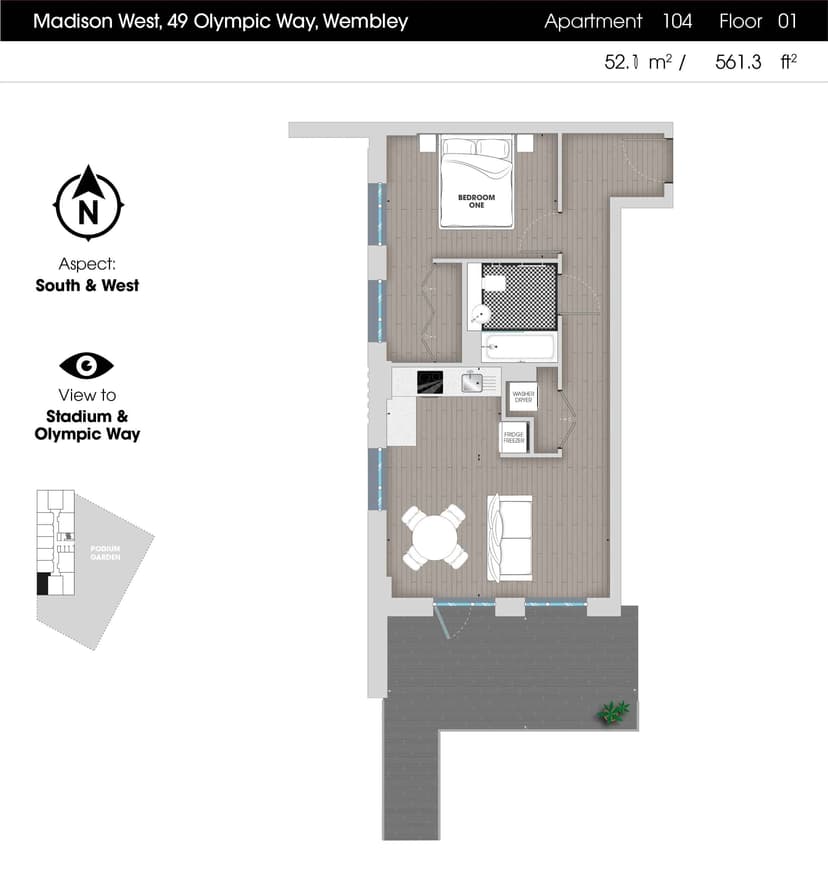 1 Bedroom Apartment - Image 77