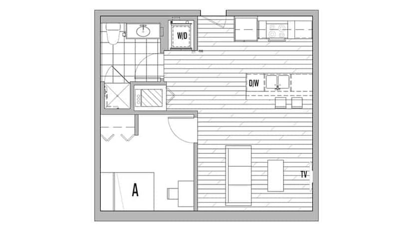 1 Bedroom 1 Bathroom Apartment (455 Sq.ft)