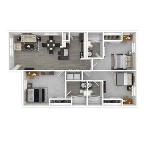 3x3 - Private Room (3 bed 3 bath)