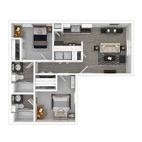 2x2 - Private Room (2 bed 2 bath)