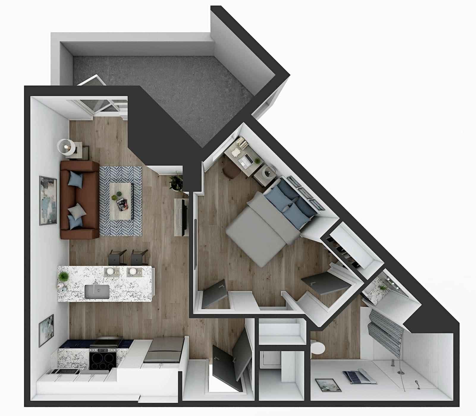 1 Bedroom 1 Bathroom Apartment