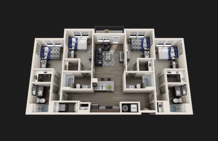 Private Room - D2 (4 Bed - 4 Bath)