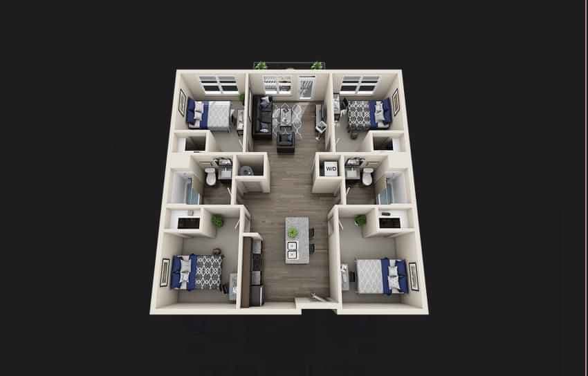 Private Room - D1 (4 Bed - 2 Bath)