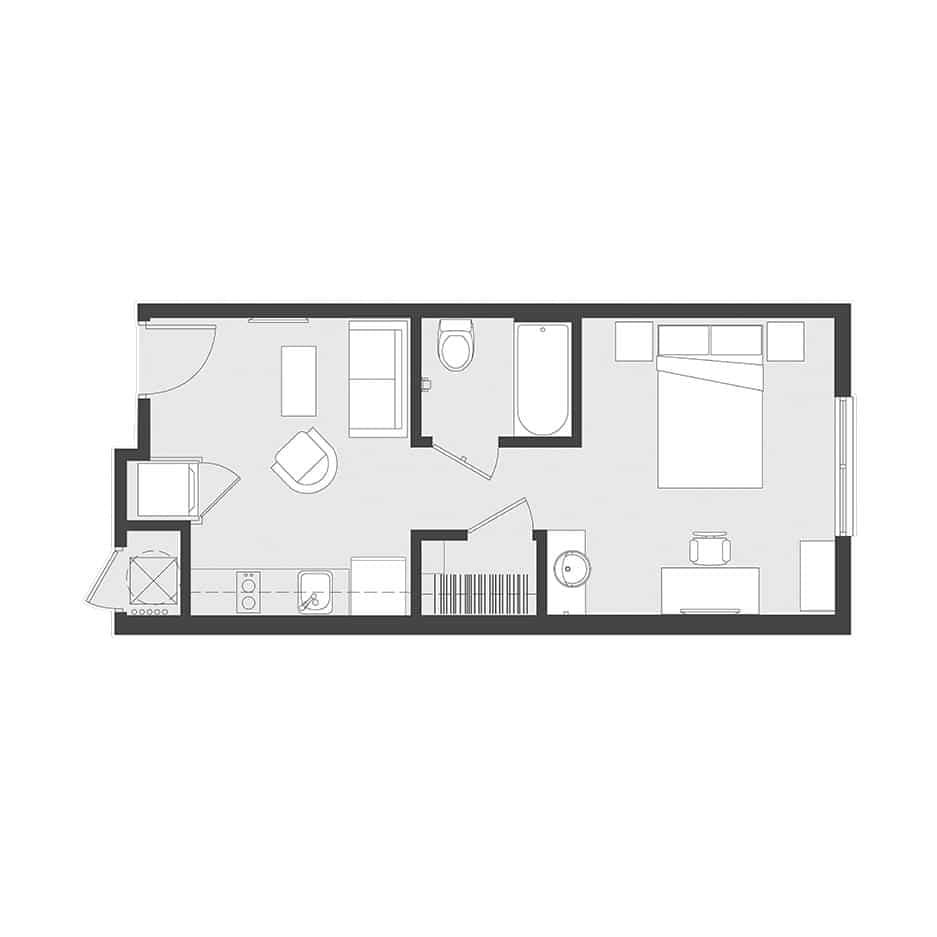 1 Bed - 1 Bath (390-422Sq. ft.)