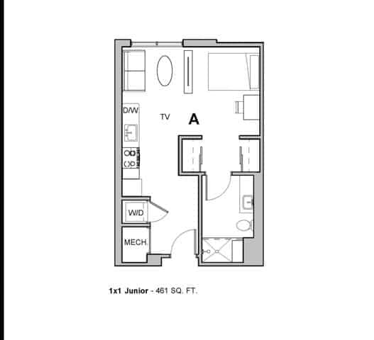 1 Bedroom 1 Bathroom Apartment (461 Sq.ft)